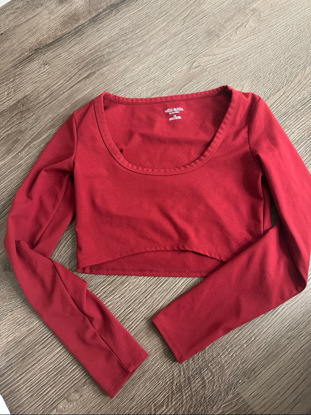 Burgandy Long-Sleeve Cropped Top - Unbranded